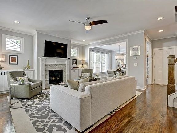 Living room with built-in cabinets