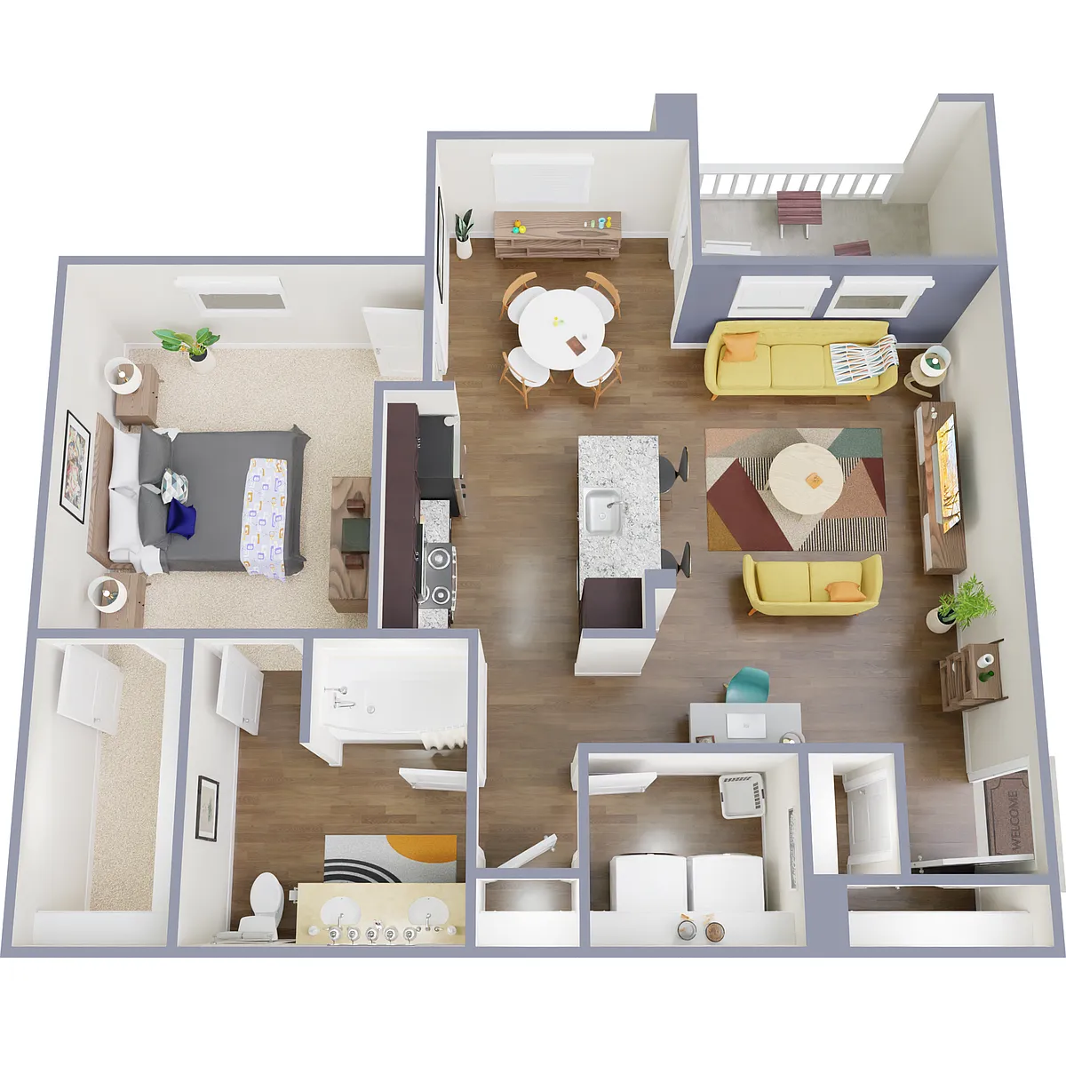 Floor plan 1 Bed, 1 Bath D