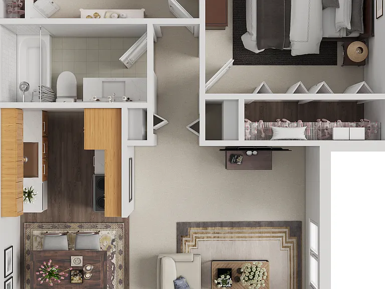 SRA 2 Bed 3D Floor Plan SRA 2 Bed 3D Floor Plan