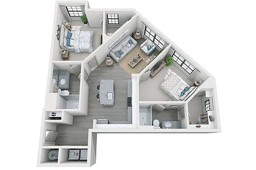 Floor plan Sherrill 2 Bedroom 2 Bath