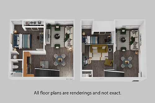 Floor plan 1 Bedroom + Loft + 1 Bath (Top Floor)