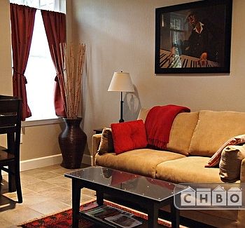 Living room with full size sof