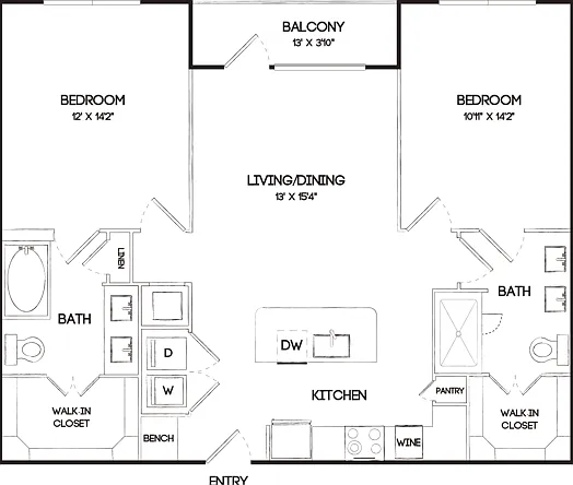 B1E 2 Bedroom Floor Plan B1E 2 Bedroom Floor Plan