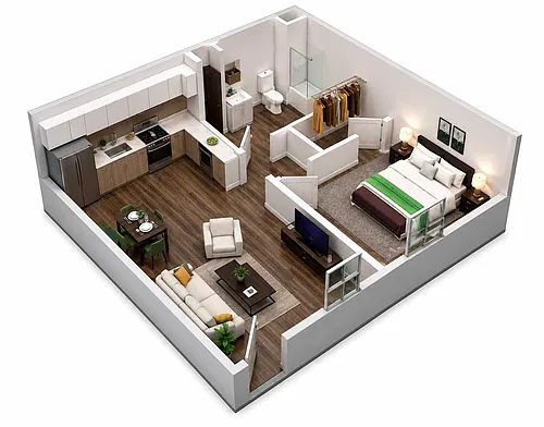 Floor plan 1 Bedroom, 1 Bathroom