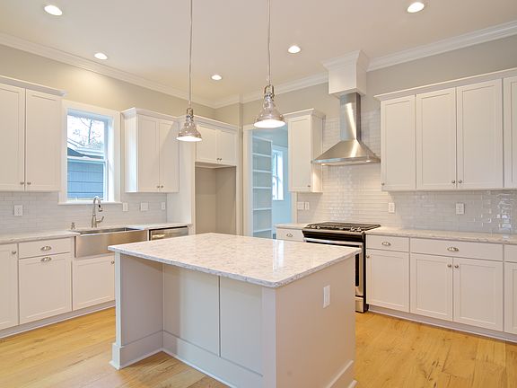 Kitchen with gas oven.