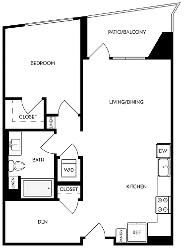 Floor plan A2 - 1BR 1BA Flat