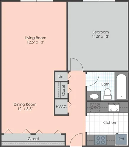 Floor plan 1 bedroom 1 bath