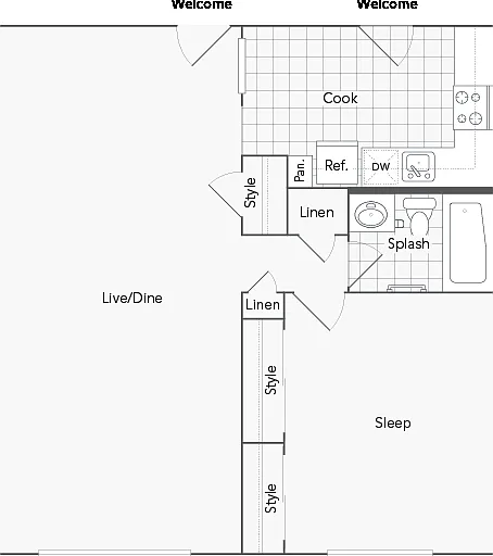 Apex 1-Bedroom Floorplan Apex 1-Bedroom Floorplan