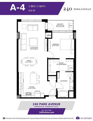 Floor plan $1.84/sq.ft. - One Bedroom A-4