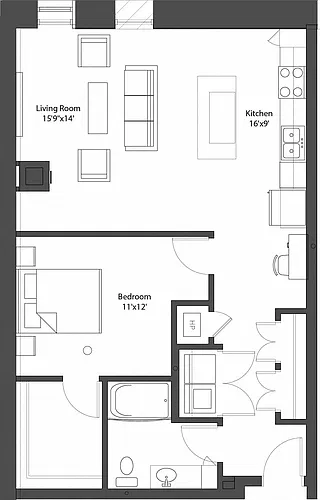 Floor plan BrewHouse Loft 313