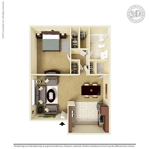 Floor plan 1 Bedroom 1 Bath