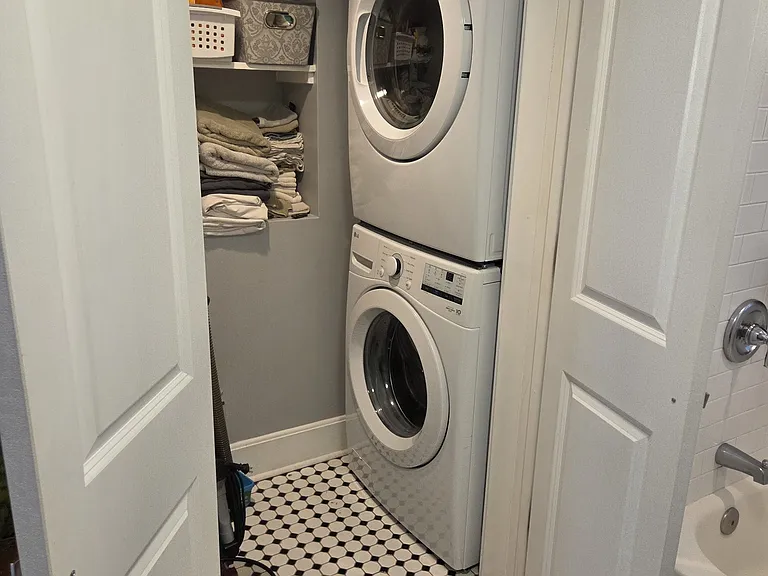 Full sized WD off bathroom