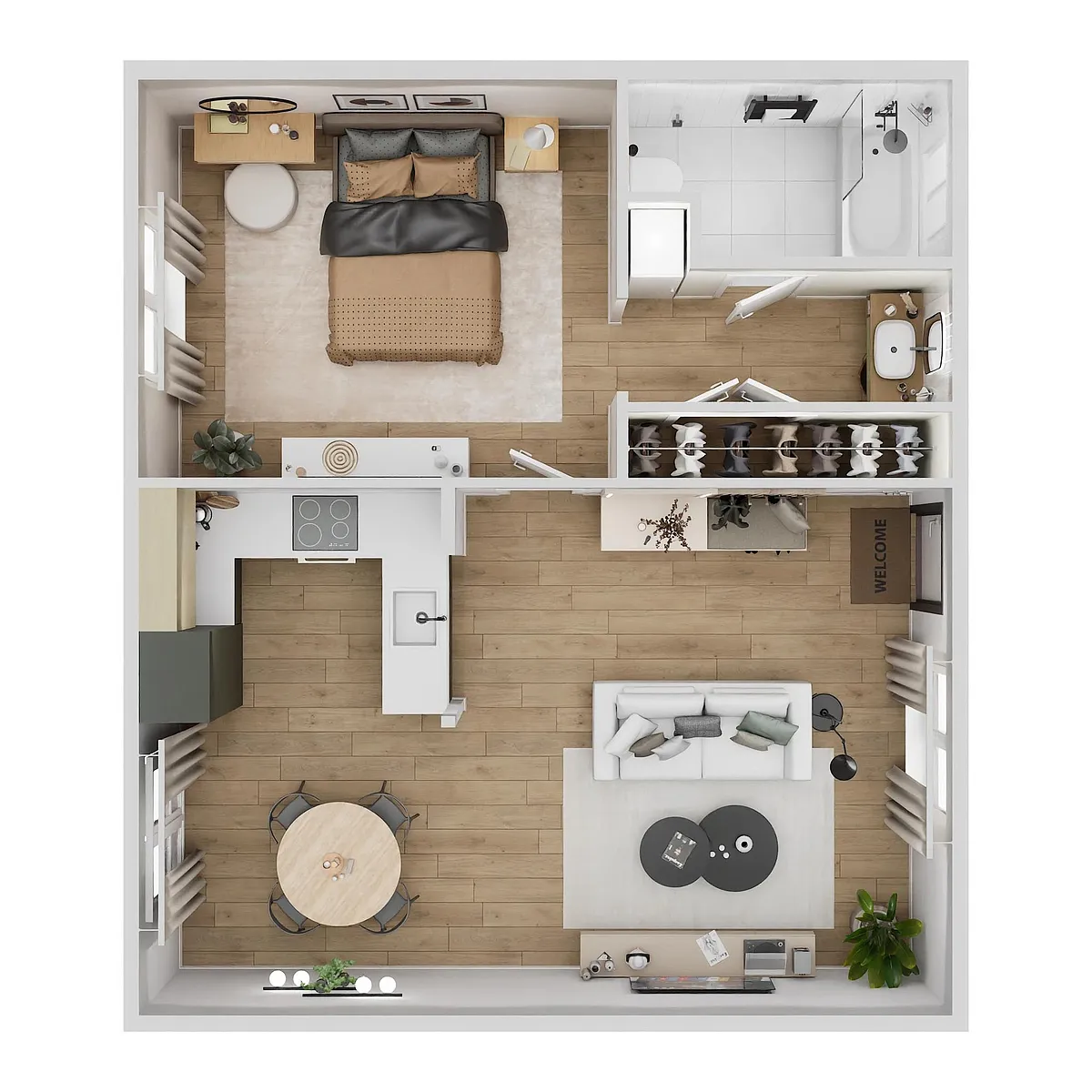Floor plan 1 Bedroom, 1 Bathroom Plan A