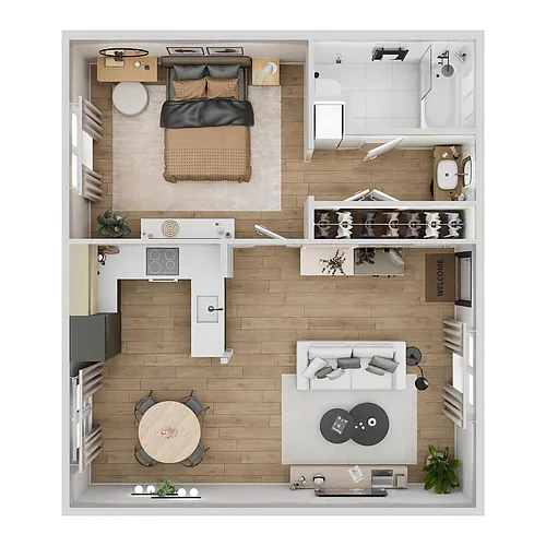 Floor plan 1 Bedroom, 1 Bathroom Plan A