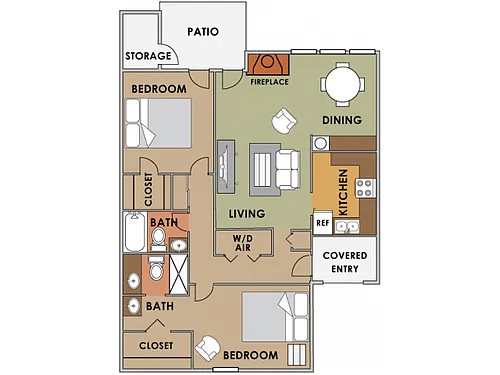 Floor plan Two Bedroom Two Bathroom