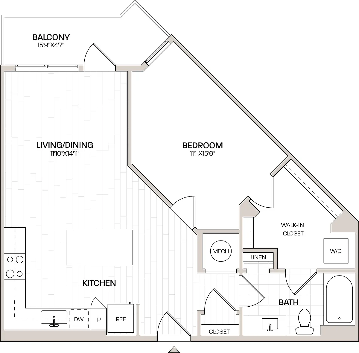 Floor plan 1 Bed/1 Bath-A3