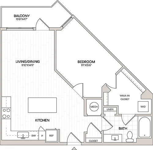 Floor plan 1 Bed/1 Bath-A3