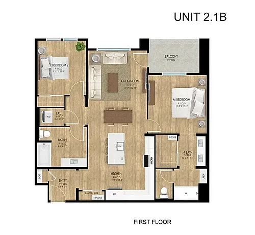 Floor plan 2BD, 2BTH B