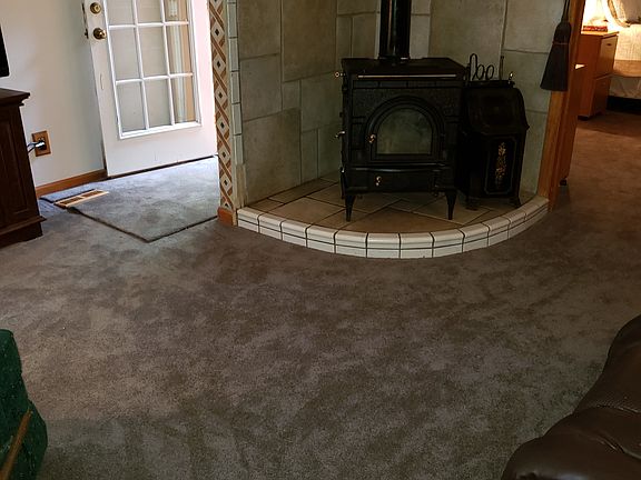Wood burning stove and entry