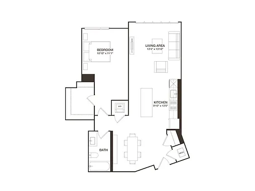 Floor plan 1 Bed - 1 Bath | A04