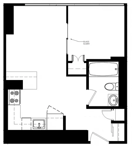 Floor plan 1 Bed 1 Bath J