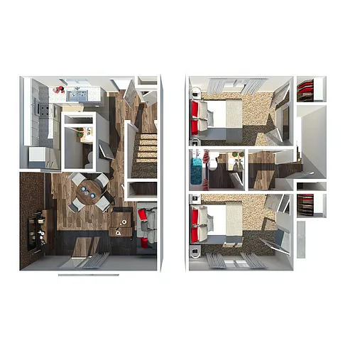 Floor plan Two Bedroom One and Half Bathroom Townhome
