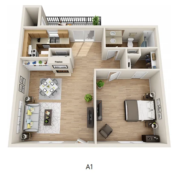 Floor plan 1 Bedroom 1 Bathroom