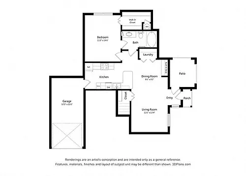 Floor plan One Bedroom (A1)