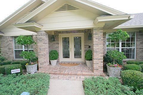 Leaded-glass double door entry
