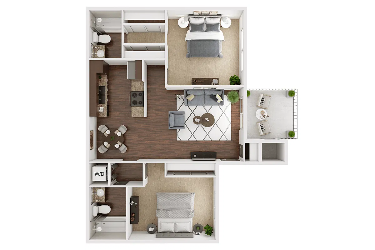Floor plan 2 Bed, 2 Bath