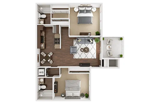 Floor plan 2 Bed, 2 Bath