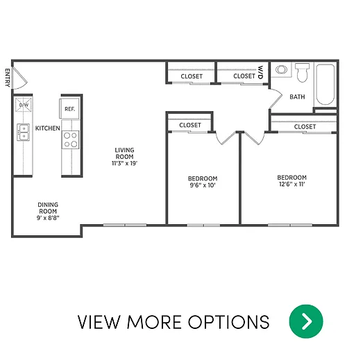Floor plan 2 bedroom 1 bathroom