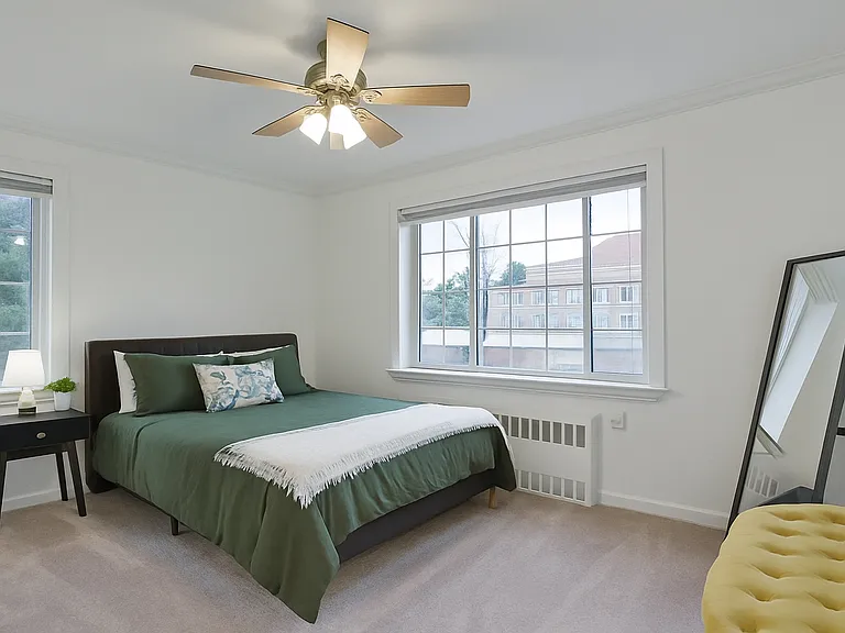Wake up in this queen bed to a soft morning light in a peaceful, airy retreat that invites you to unwind and recharge.