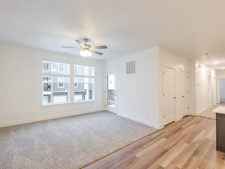 Family room next to dining room and utility closet