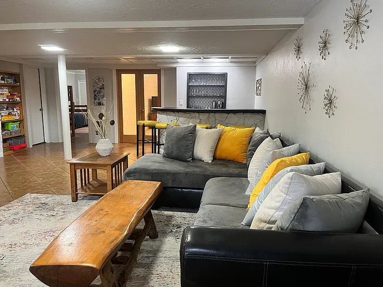 Living room with wet bar