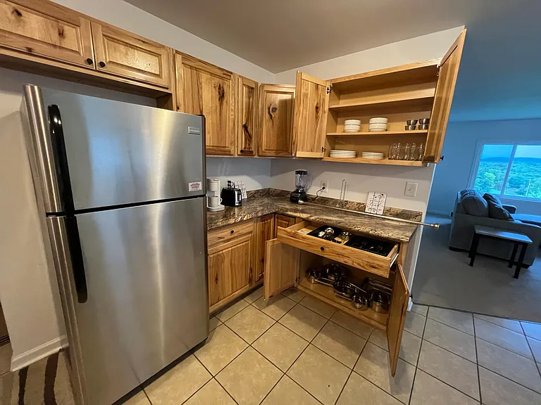 Kitchen with SS appliances