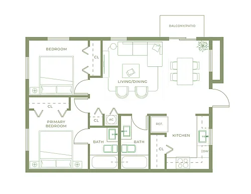 Floor plan 2 Bed 2 Bath