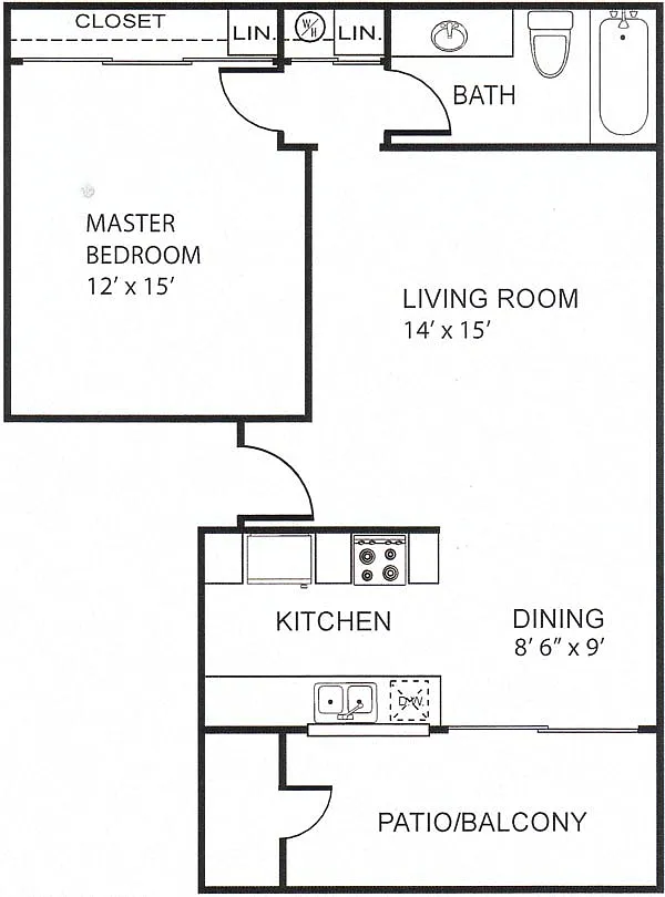 Floor plan B 692 SF Casa Ruiz