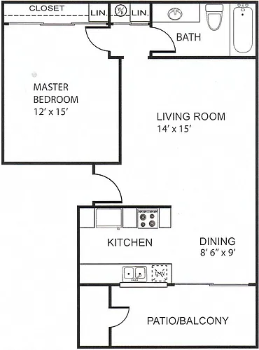 Floor plan B 692 SF Casa Ruiz