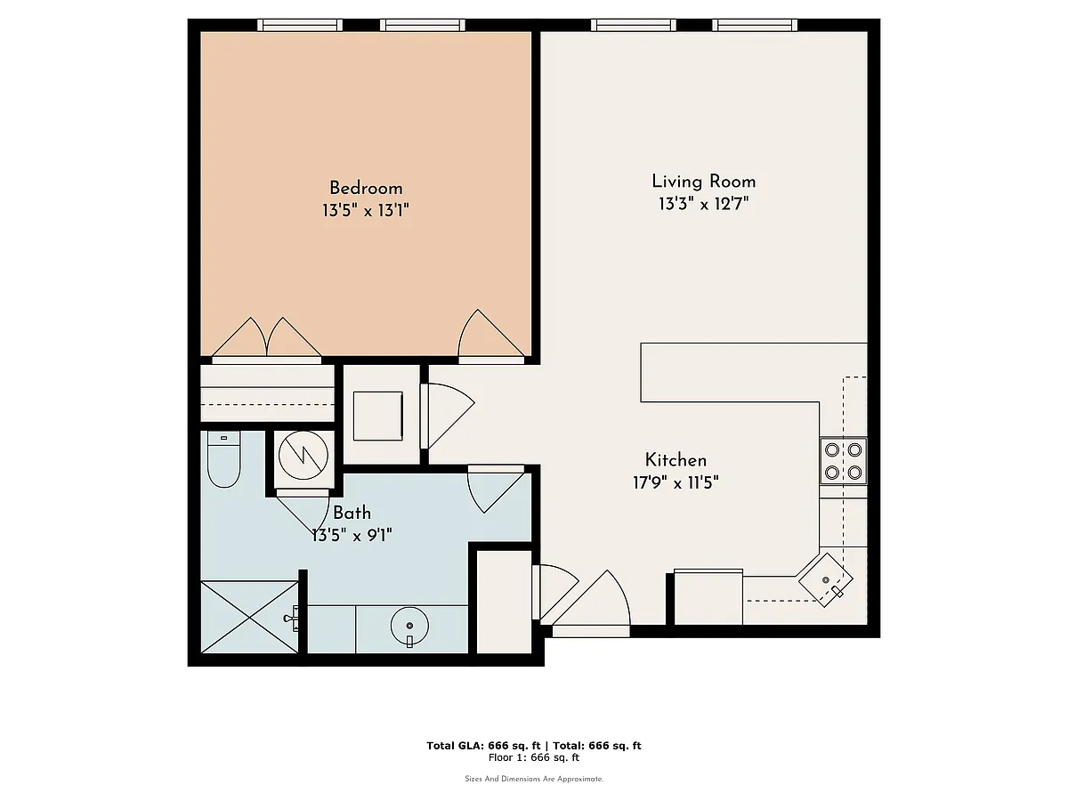 Floor plan 1 Bed 1 Bath