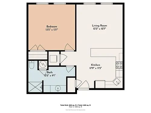 Floor plan 1 Bed 1 Bath