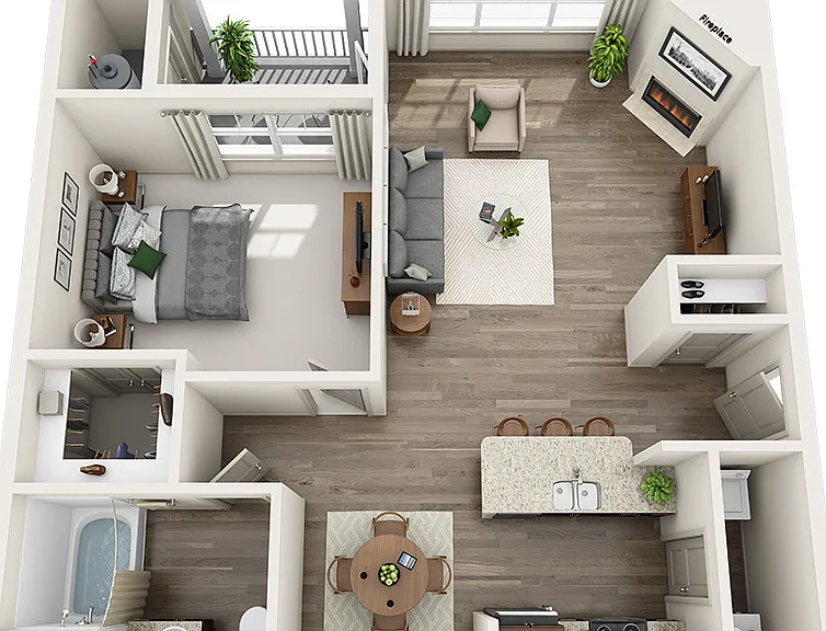 The Reserve at the Boulevard - D1 - 1 Beds - 1 Baths - 885 Sq. ft.