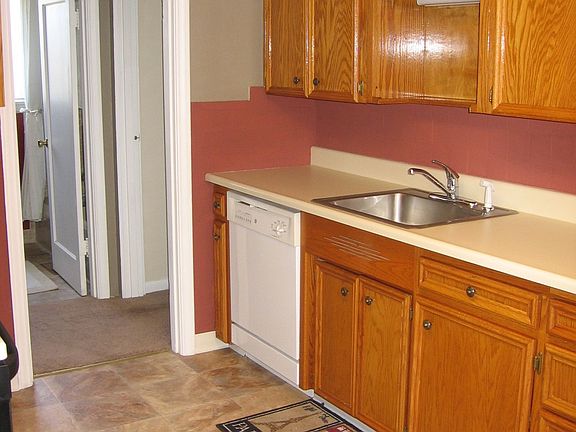 Kitchen with oak cabinets