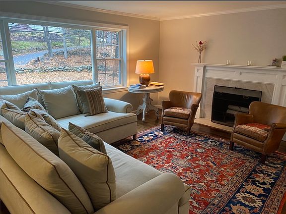 Living room with working fireplace