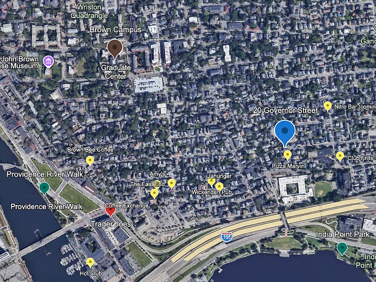 apartment location relative to Brown University and neighborhood restaurants and coffee shops