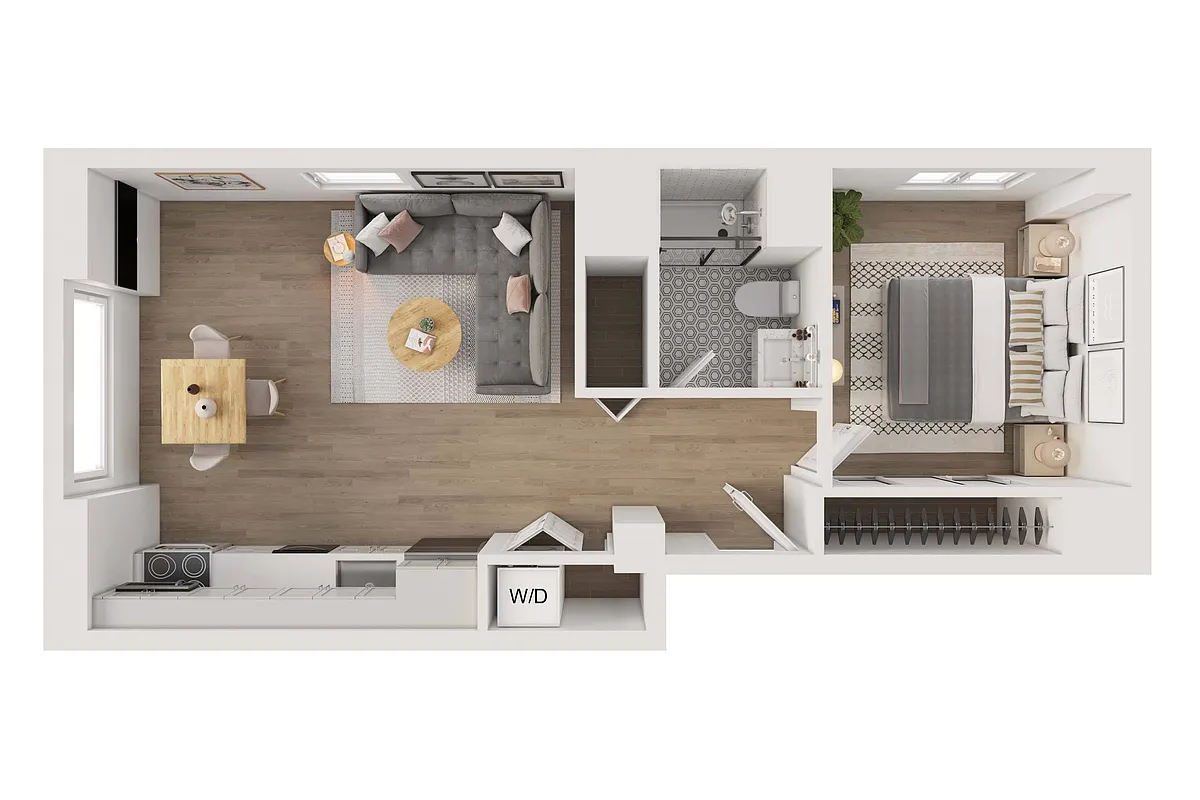 Floor plan 1 BR. Sunset/City View