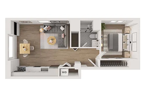 Floor plan 1 BR. Sunset/City View