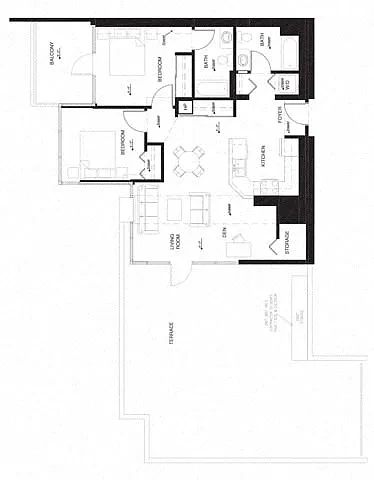 Floor plan 2AC Den w Terrace Renovation 3