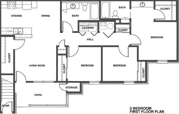 3 bedroom floor plan
