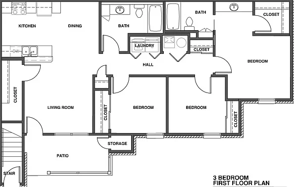 3 bedroom floor plan